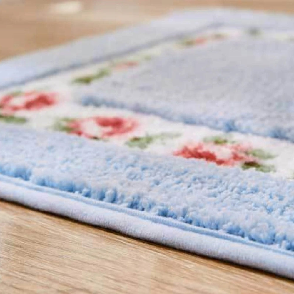 Rosa Bath Mat - Plush Microfibre, Non-Slip Floral Design 5