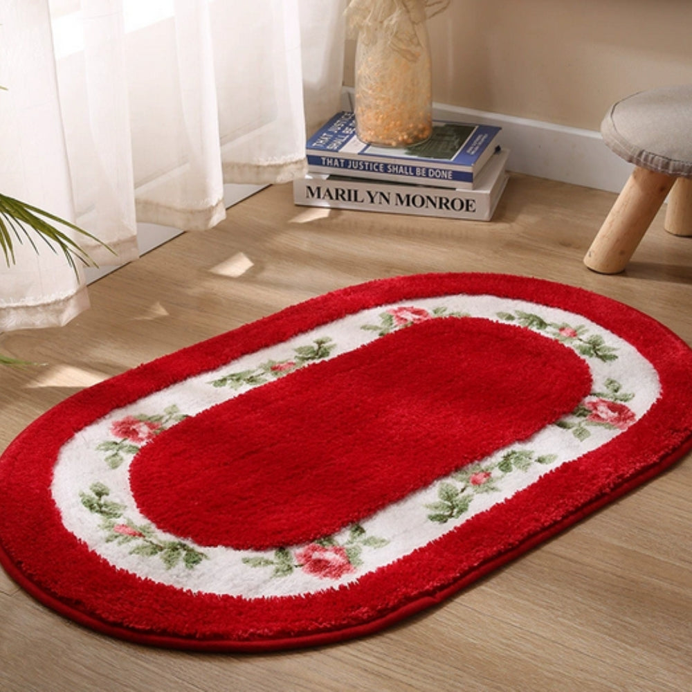 Rosa Bath Mat - Plush Microfibre, Non-Slip Floral Design 8