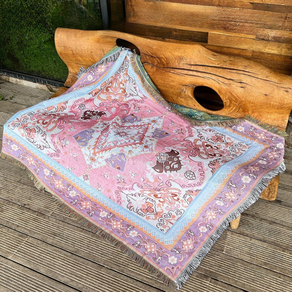 AzuraLoom Blanket - Throw Blanket - Boho Style - Reversible Aztec Design