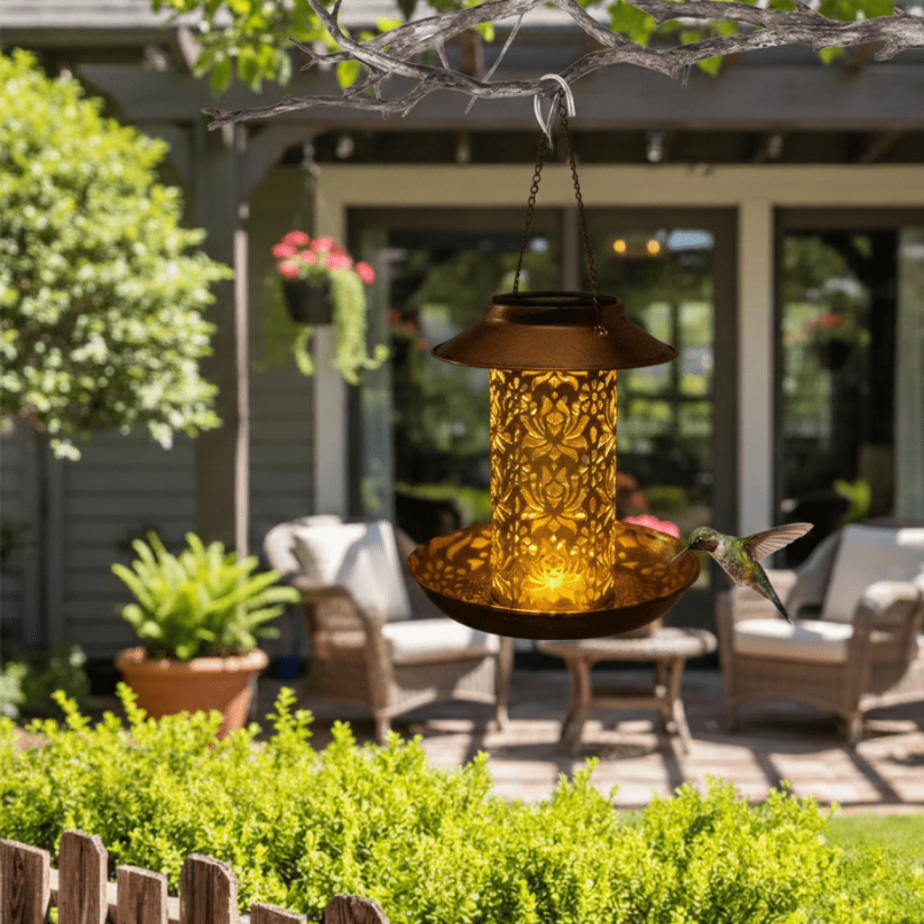 GlowPerch Feeder – Solar LED Bird Feeder – Decorative Garden Lighting Accent