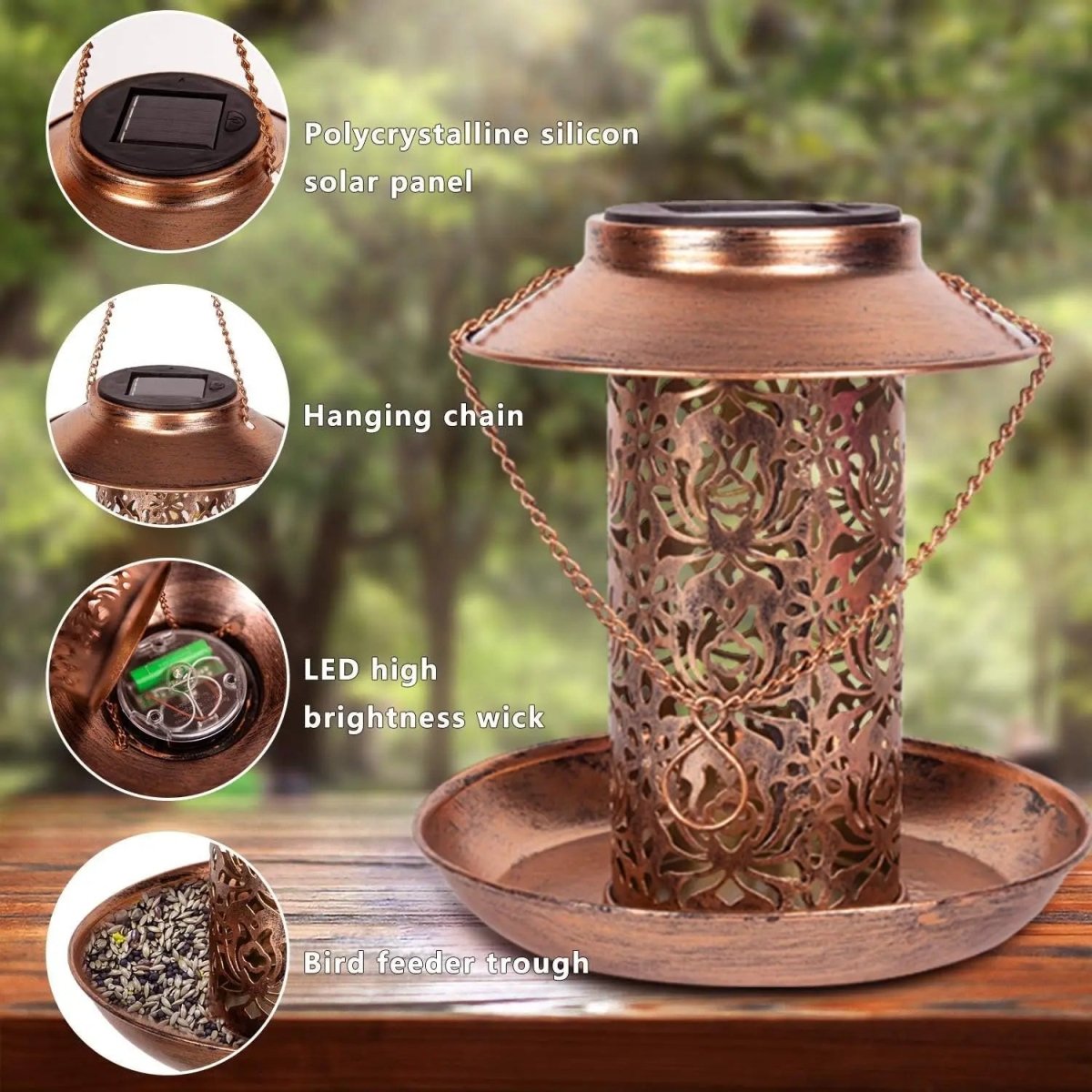 GlowPerch Feeder – Solar LED Bird Feeder – Decorative Garden Lighting Accent
