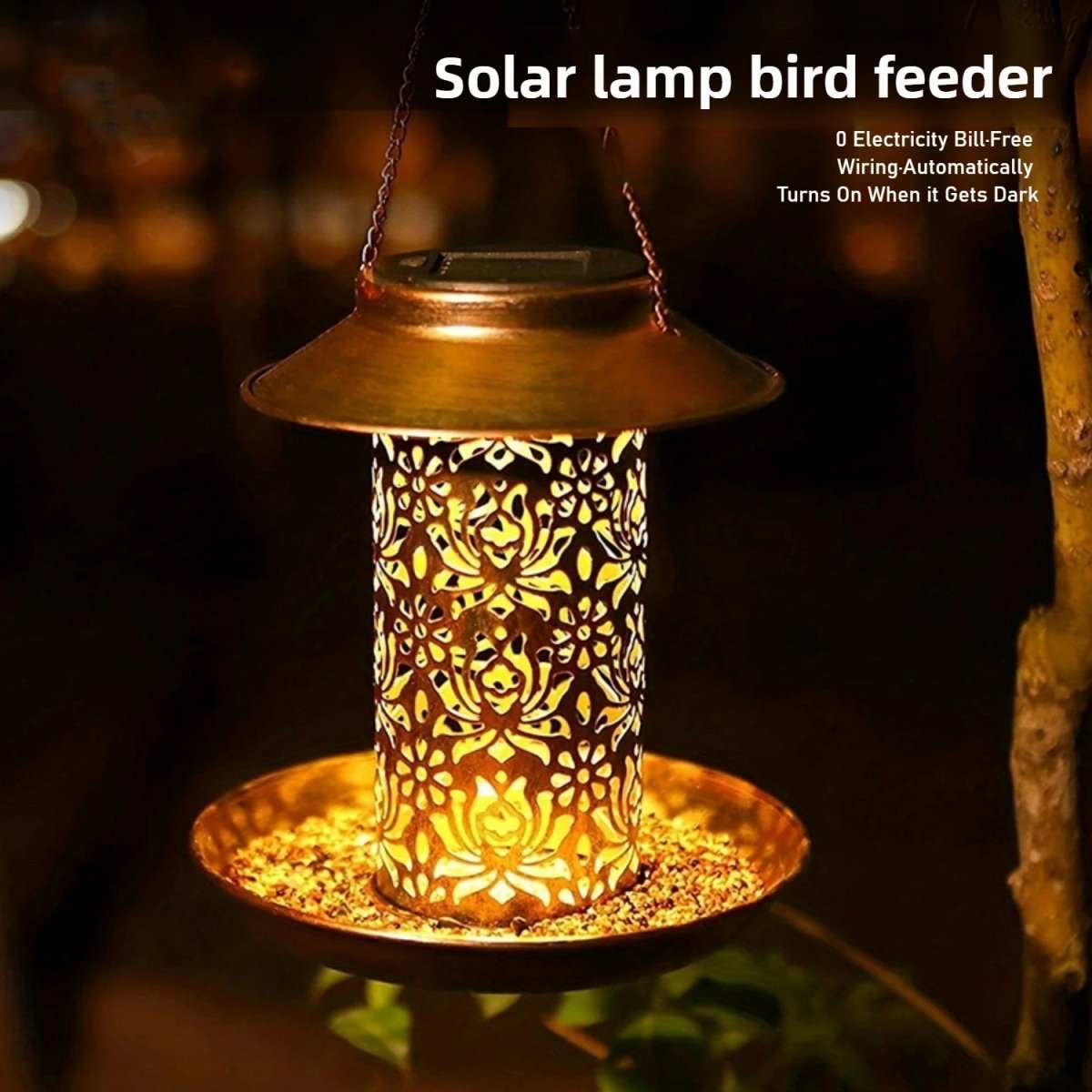 GlowPerch Feeder – Solar LED Bird Feeder – Decorative Garden Lighting Accent