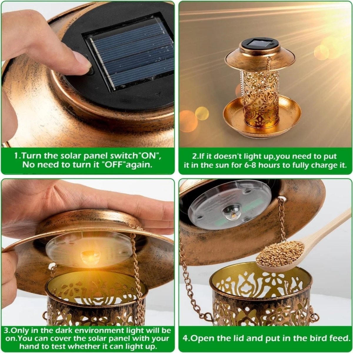 GlowPerch Feeder – Solar LED Bird Feeder – Decorative Garden Lighting Accent