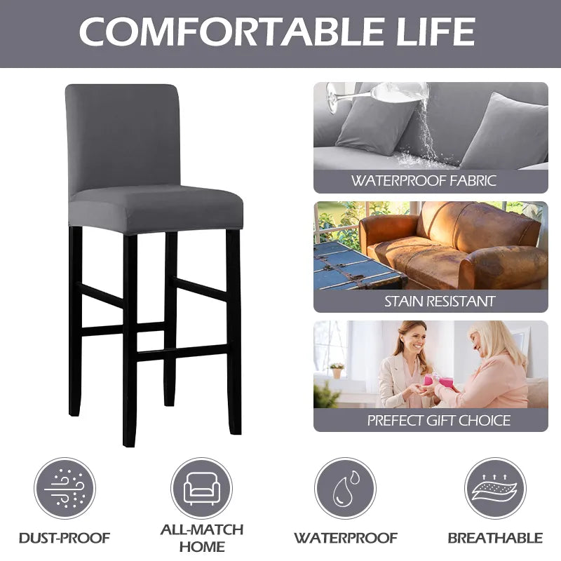 Sable Bar Stool Cover - Universal Stretch Fabric, Elegant Design 5