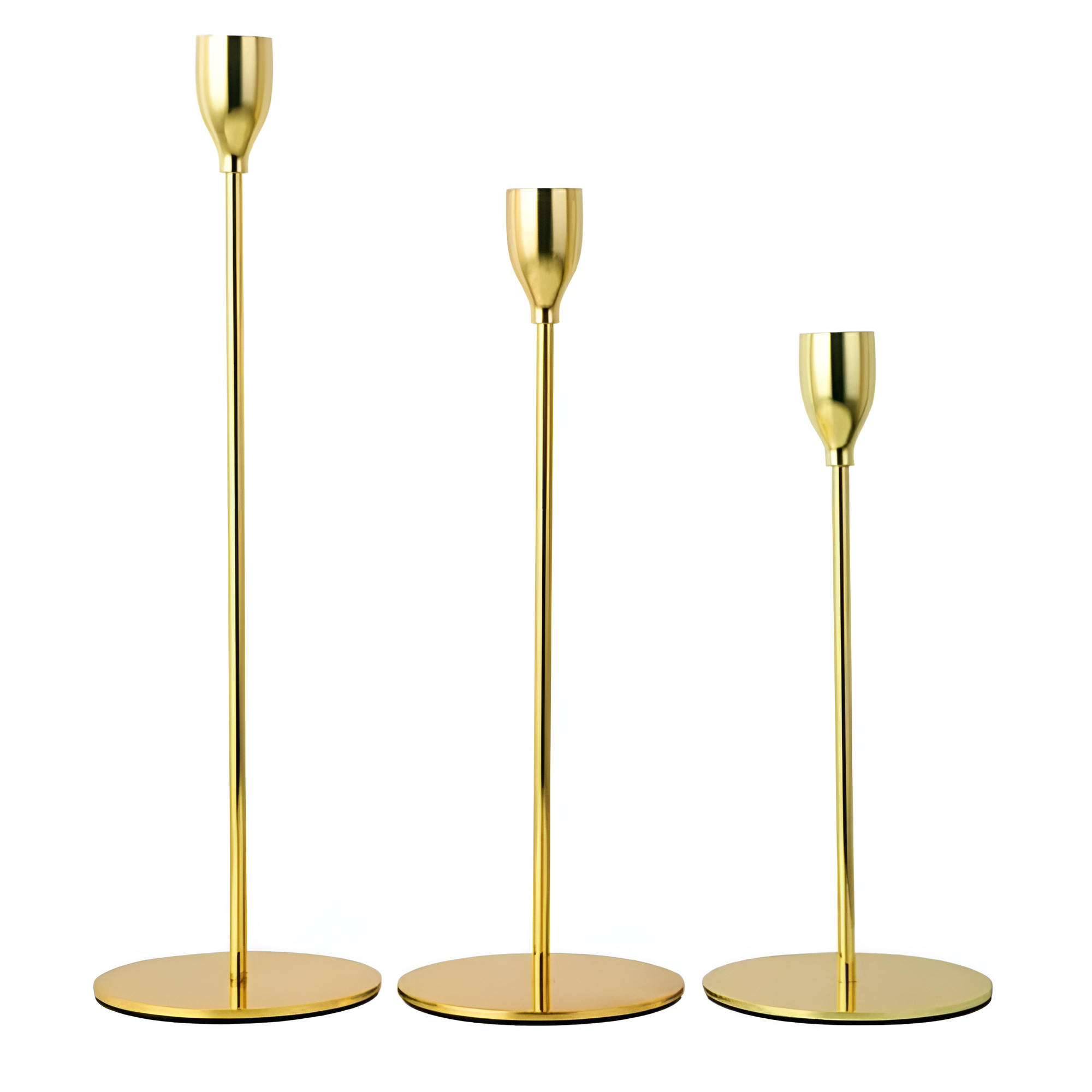 Sable Candle Holder Set - Brushed Metal, 3 Taper Candle Holders 1