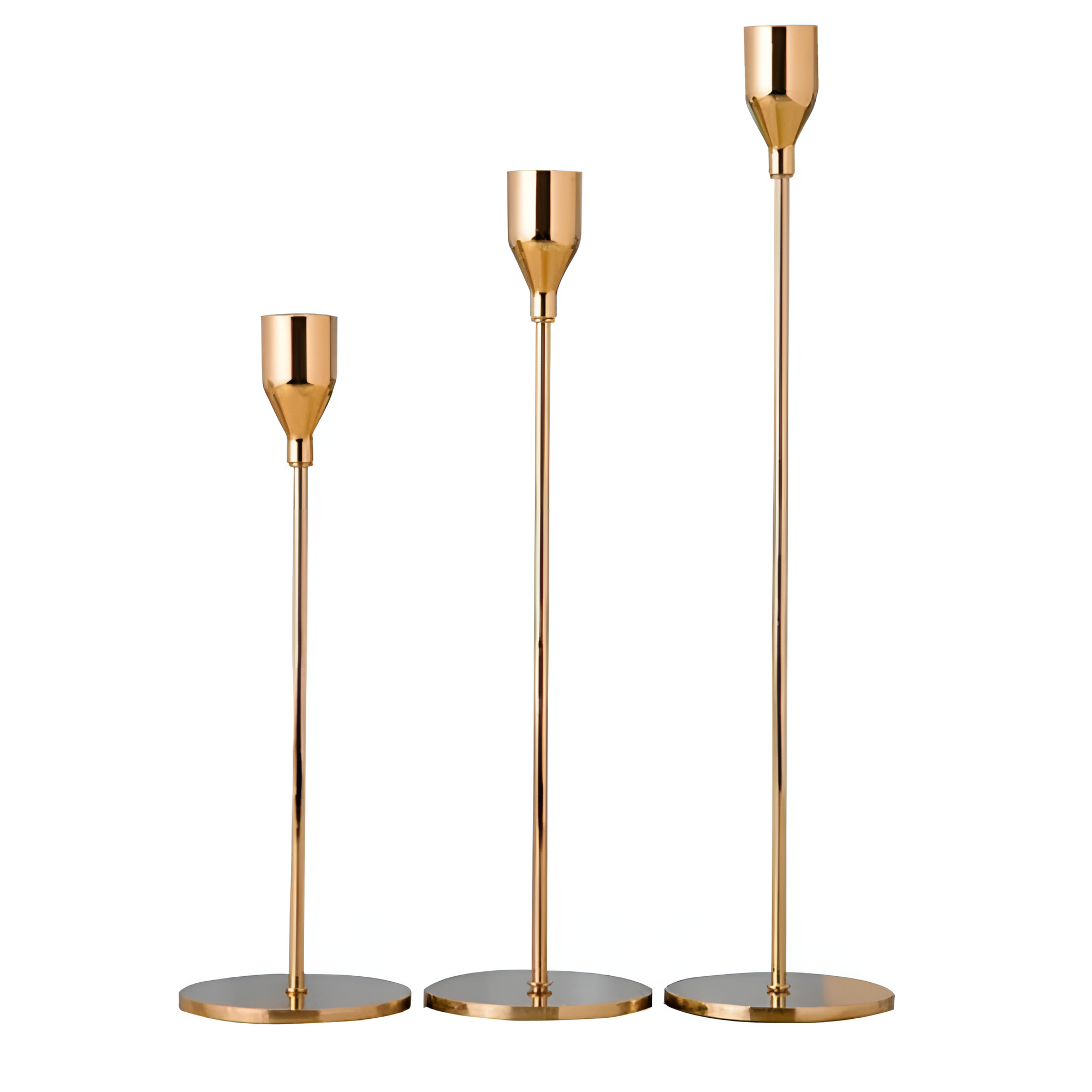 Sable Candle Holder Set - Brushed Metal, 3 Taper Candle Holders 2