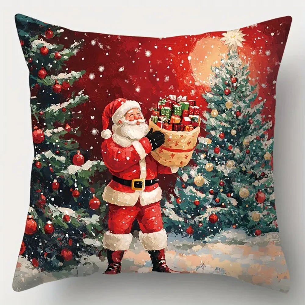 Sable Christmas Cushion Cover - Festive Cotton Blend, Zippered Closure 2