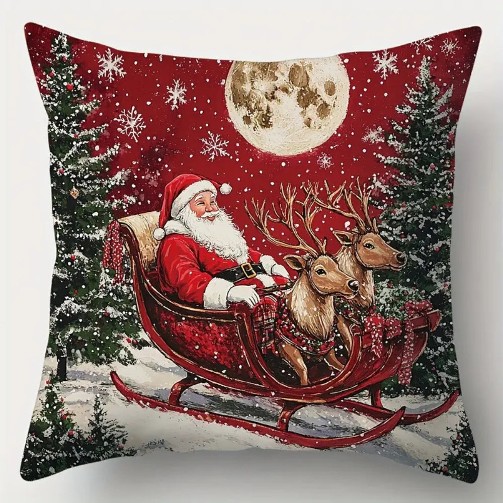 Sable Christmas Cushion Cover - Festive Cotton Blend, Zippered Closure 4