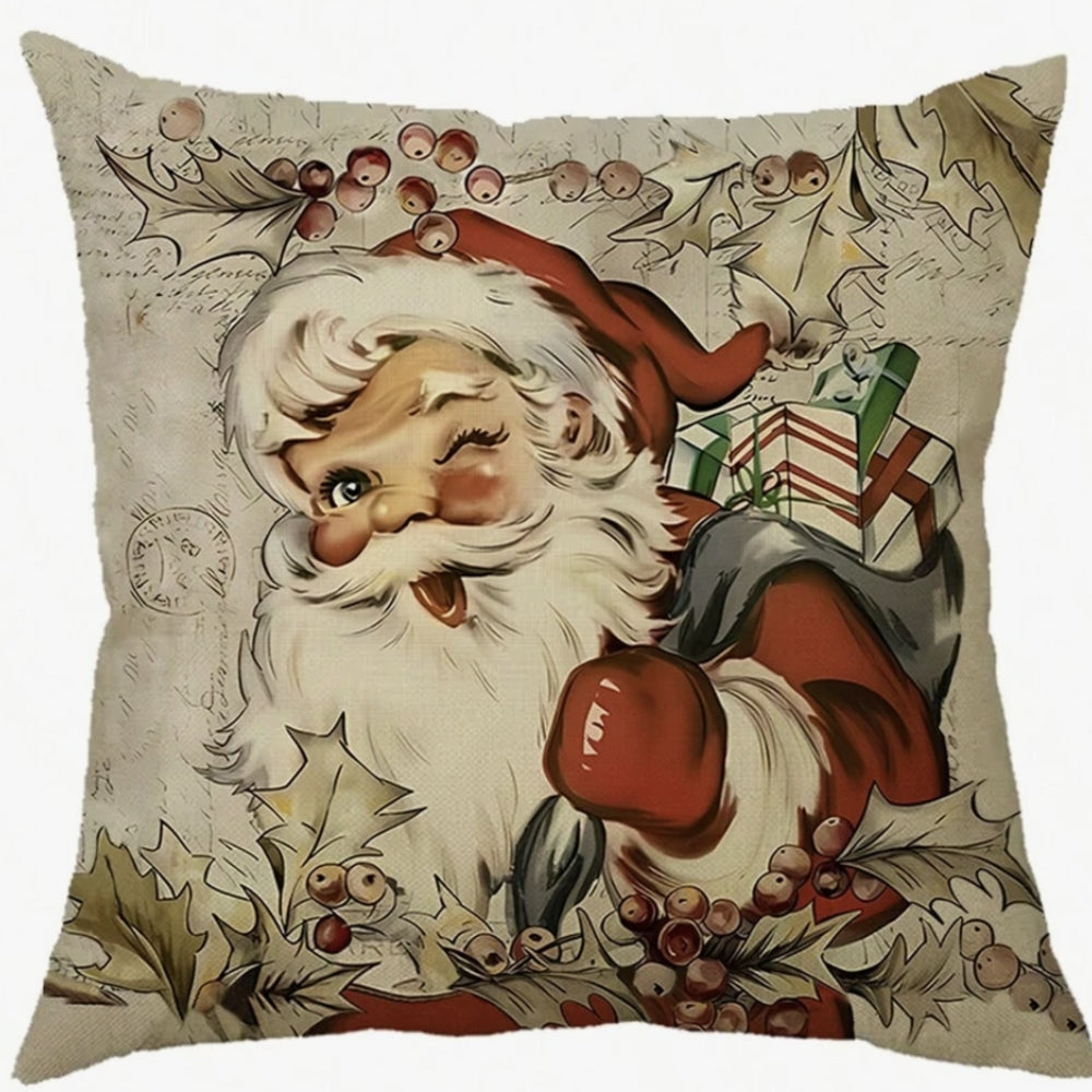 Sable Farmhouse Cushion Cover - Soft Microfiber, Vintage Christmas Design 0