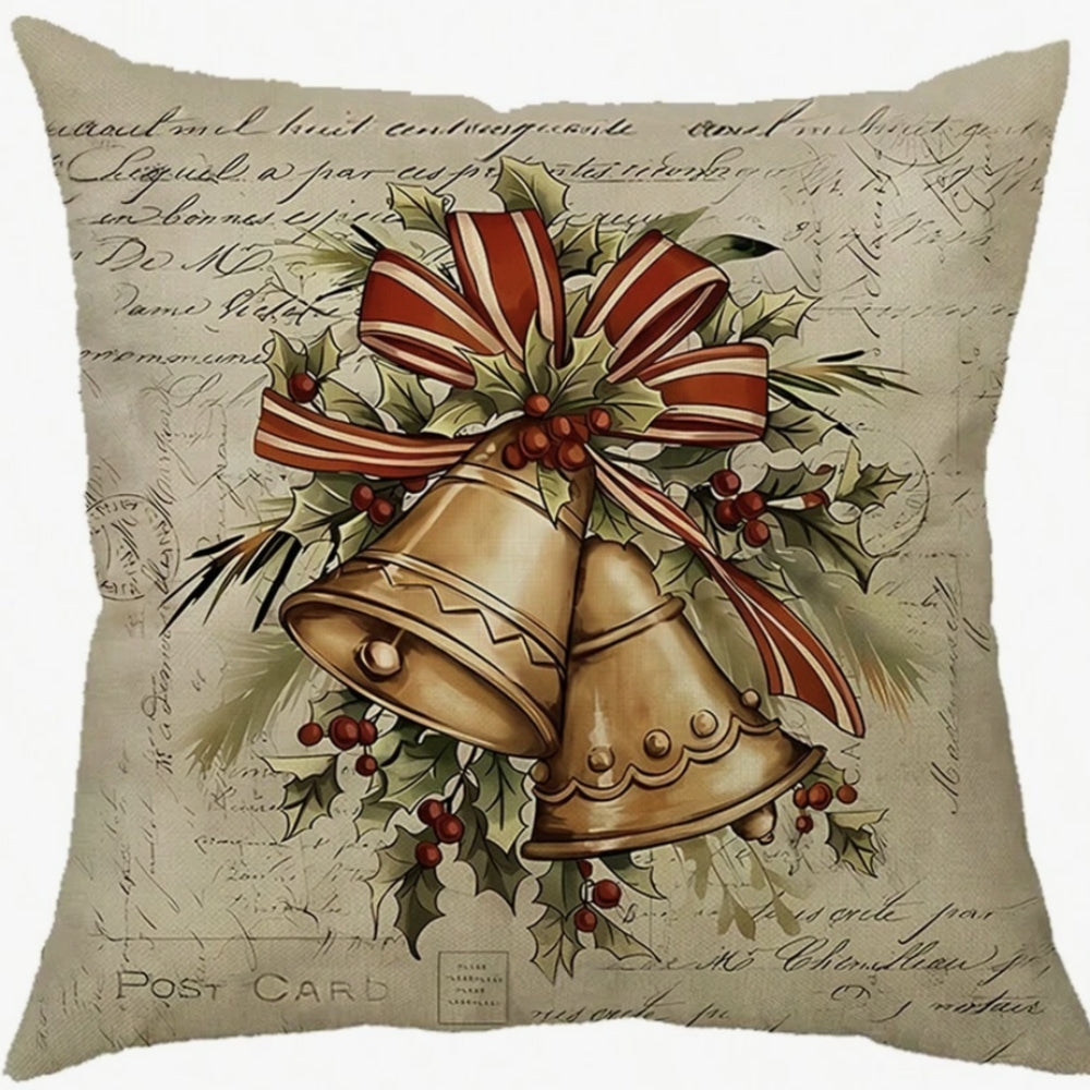 Sable Farmhouse Cushion Cover - Soft Microfiber, Vintage Christmas Design 2