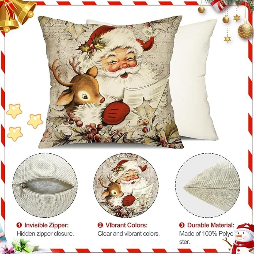 Sable Farmhouse Cushion Cover - Soft Microfiber, Vintage Christmas Design 5