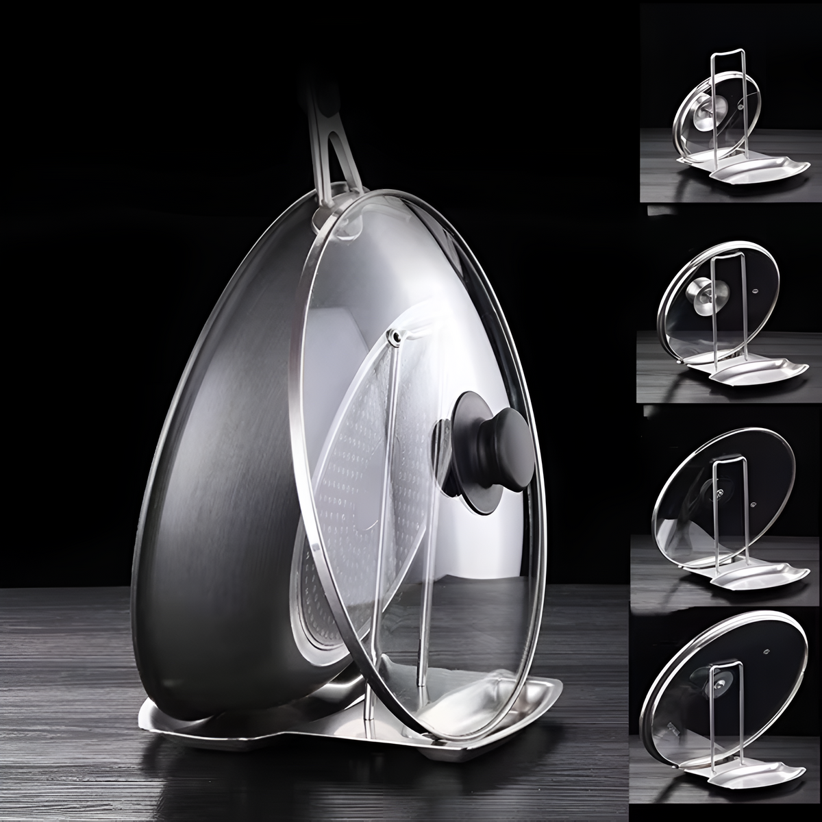 Sable Pot Lid Organizer - Stainless Steel, Space-Saving Design 4