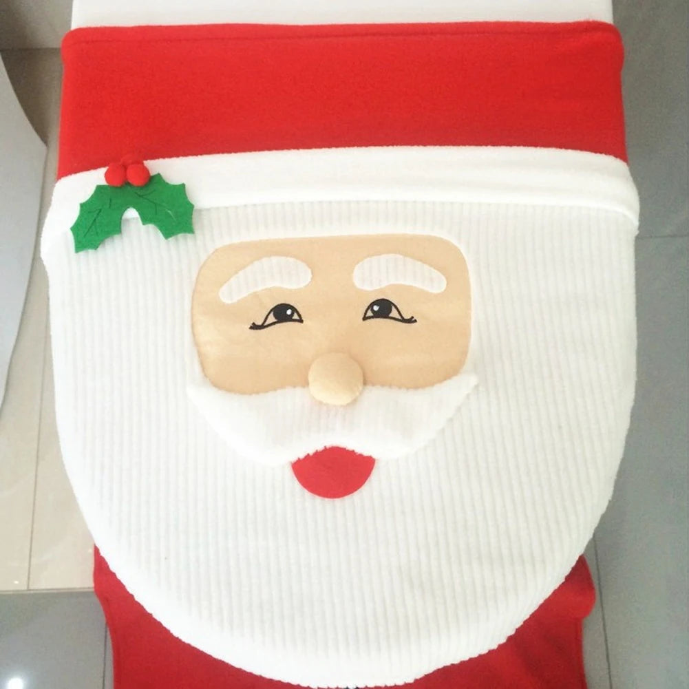 Sable Santa Toilet Cover Set - Plush 3-Piece, Festive Holiday Decor 3