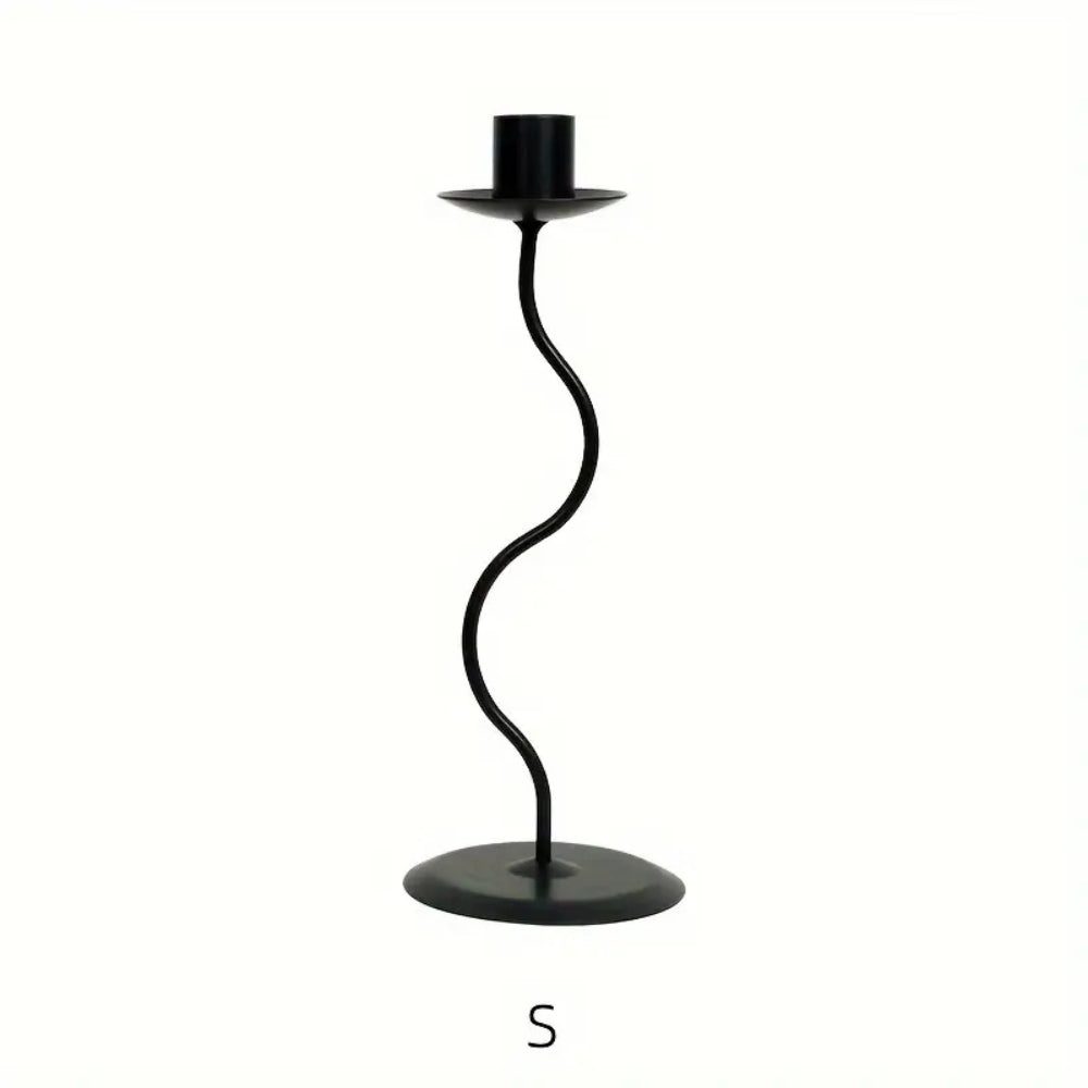 Sable Wavy Candle Holder - Iron, Sculpted Design, Tabletop Decor 0