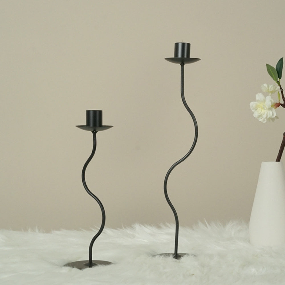 Sable Wavy Candle Holder - Iron, Sculpted Design, Tabletop Decor 2