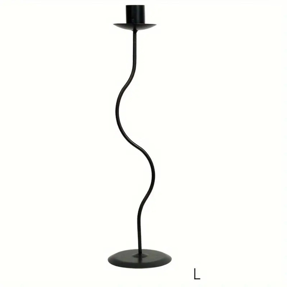 Sable Wavy Candle Holder - Iron, Sculpted Design, Tabletop Decor 3