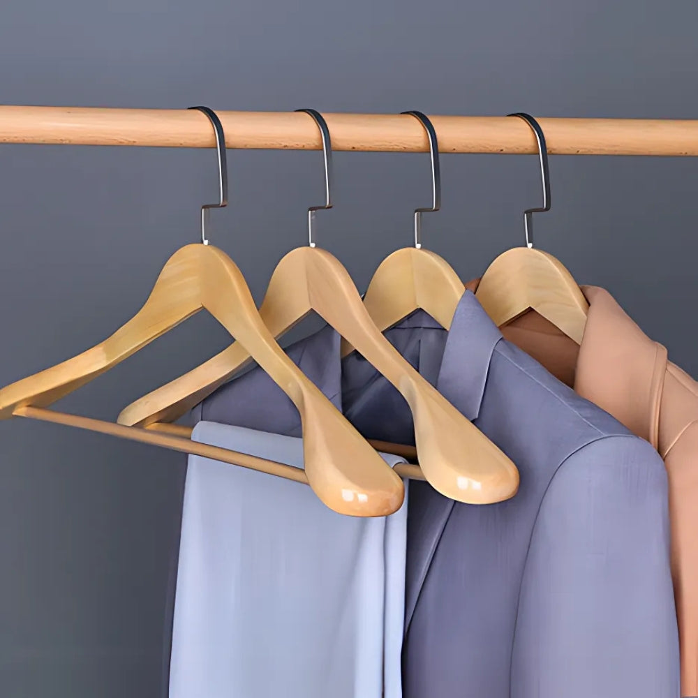 Sable Wooden Coat Hangers - Polished Lotus Wood, 360° Swivel 0