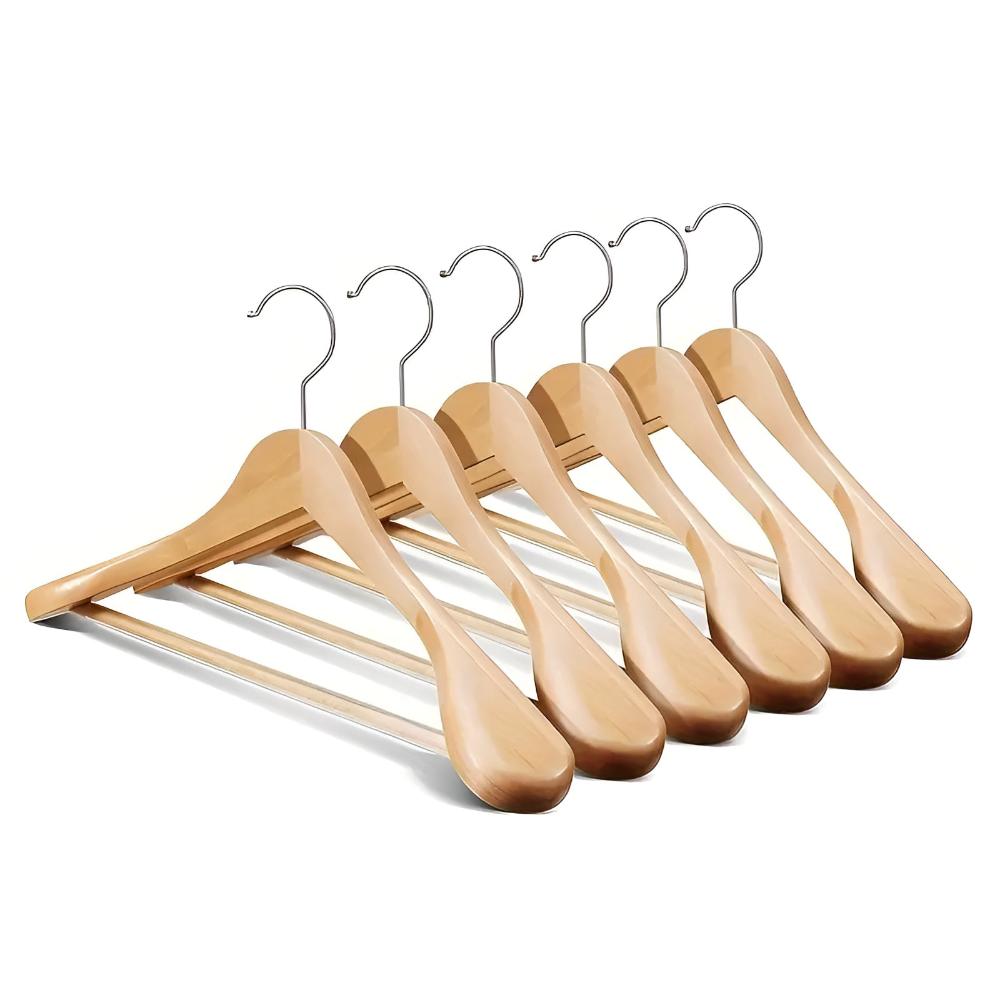 Sable Wooden Coat Hangers - Polished Lotus Wood, 360° Swivel 2