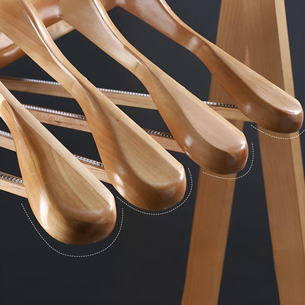Sable Wooden Coat Hangers - Polished Lotus Wood, 360° Swivel 3