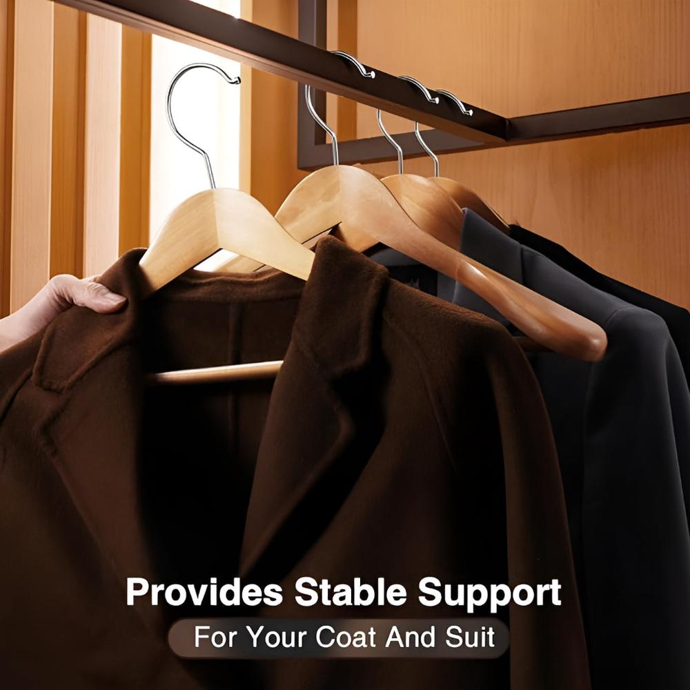 Sable Wooden Coat Hangers - Polished Lotus Wood, 360° Swivel 6