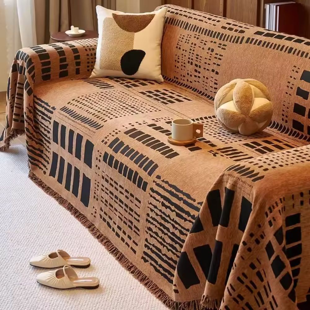 Savanna Sofa Cover - Soft Chenille, Geometric Design 1