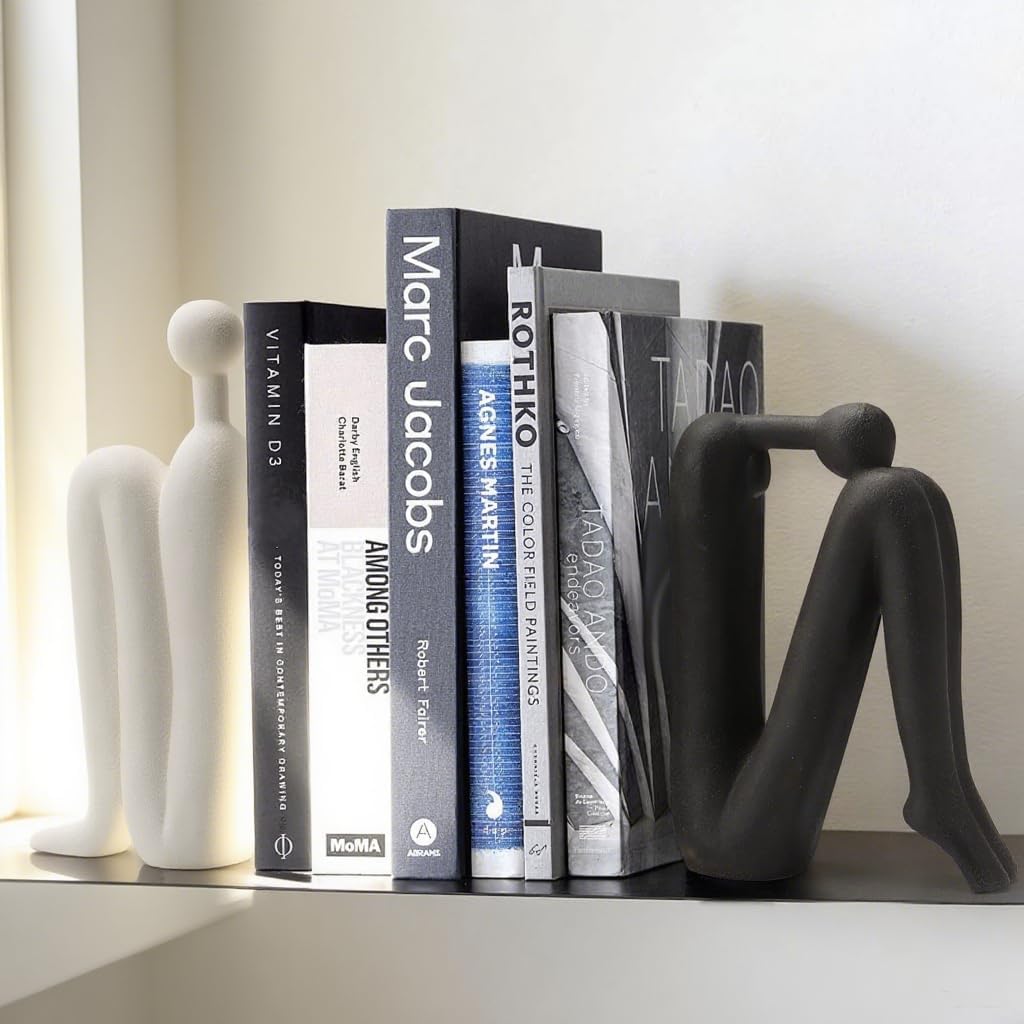Sculptura Modern Bookends - White Porcelain, Decorative Sculptural Design 1