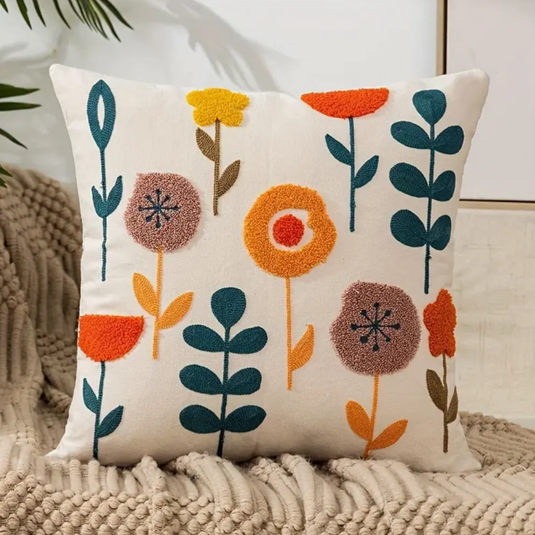 Serena Decorative Pillowcase - Floral Print Cotton-Polyester Blend 2