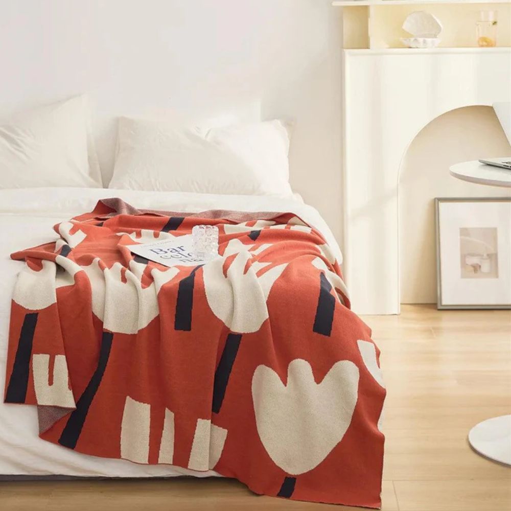 Serena Knitted Blanket - 100% Cotton, Lightweight Floral Design 8