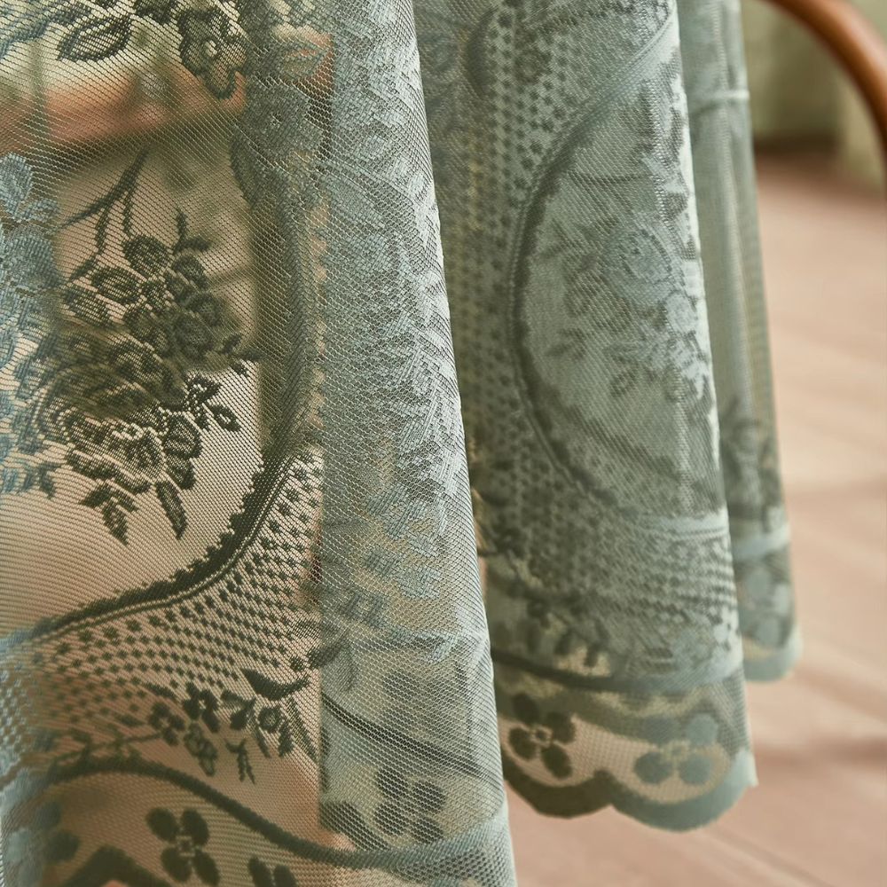 Serena Round Table Cloth - Sheer Floral Lace, Machine Washable 4