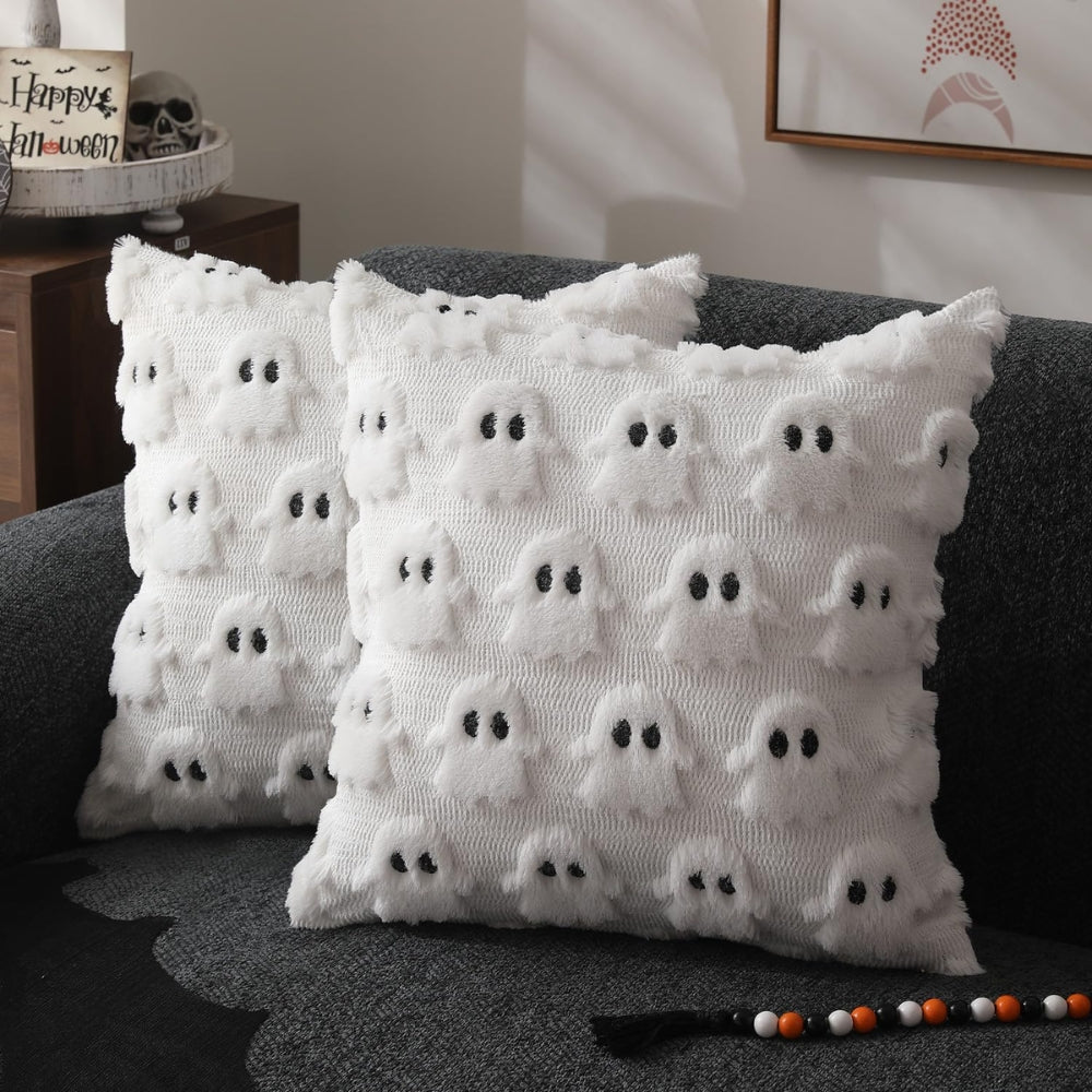 Sierra Halloween Cushion Cover - Plush Microfiber, 3D Ghost Design 1