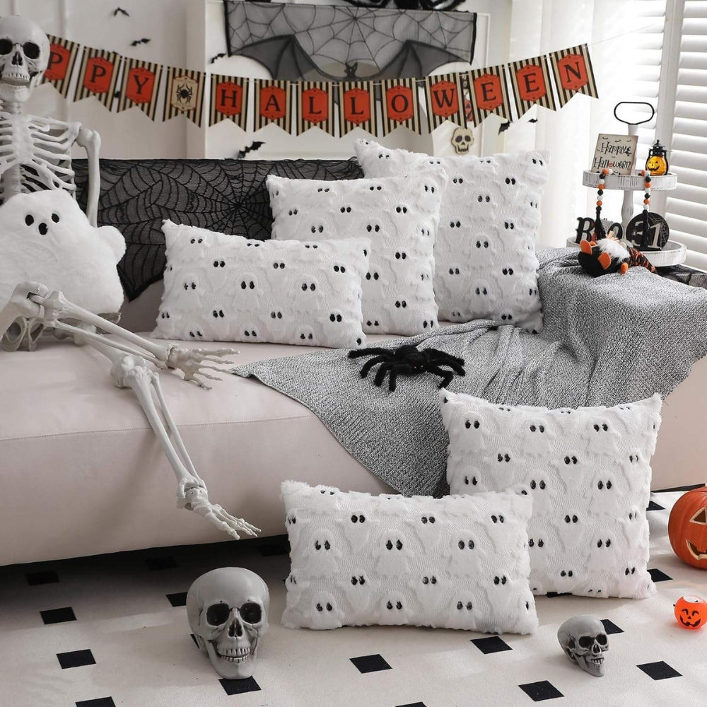 Sierra Halloween Cushion Cover - Plush Microfiber, 3D Ghost Design 2