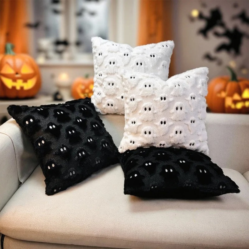 Sierra Halloween Cushion Cover - Plush Microfiber, 3D Ghost Design 3