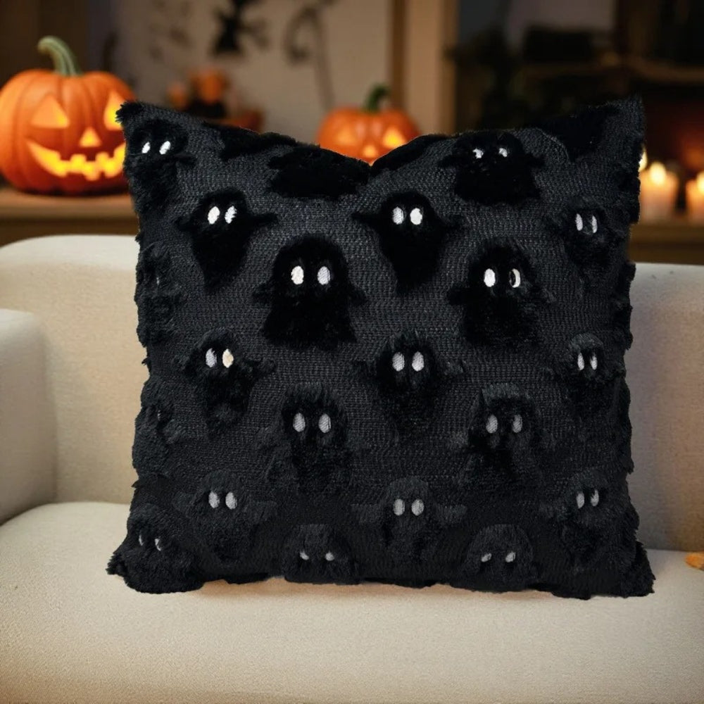 Sierra Halloween Cushion Cover - Plush Microfiber, 3D Ghost Design 4