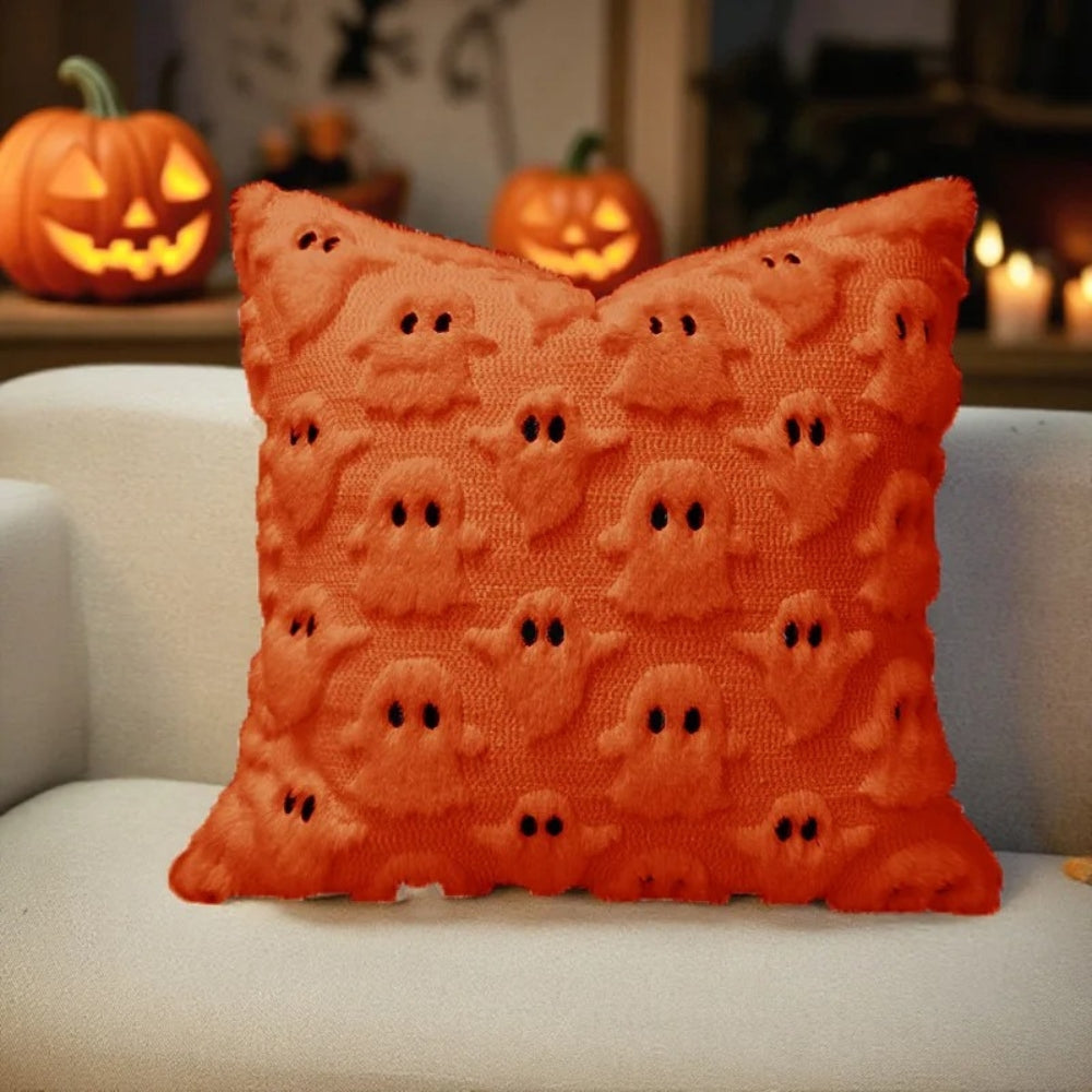 Sierra Halloween Cushion Cover - Plush Microfiber, 3D Ghost Design 5