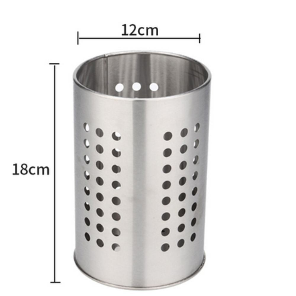 Sierra Kitchen Utensil Holder - Stainless Steel, Perforated Design 3