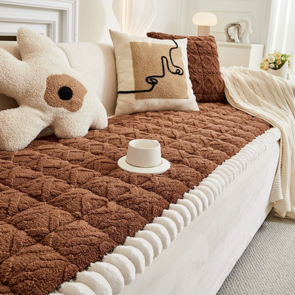 Sierra Sofa Cover - Plush Microfiber, Diamond Quilted, Anti-Slip 8
