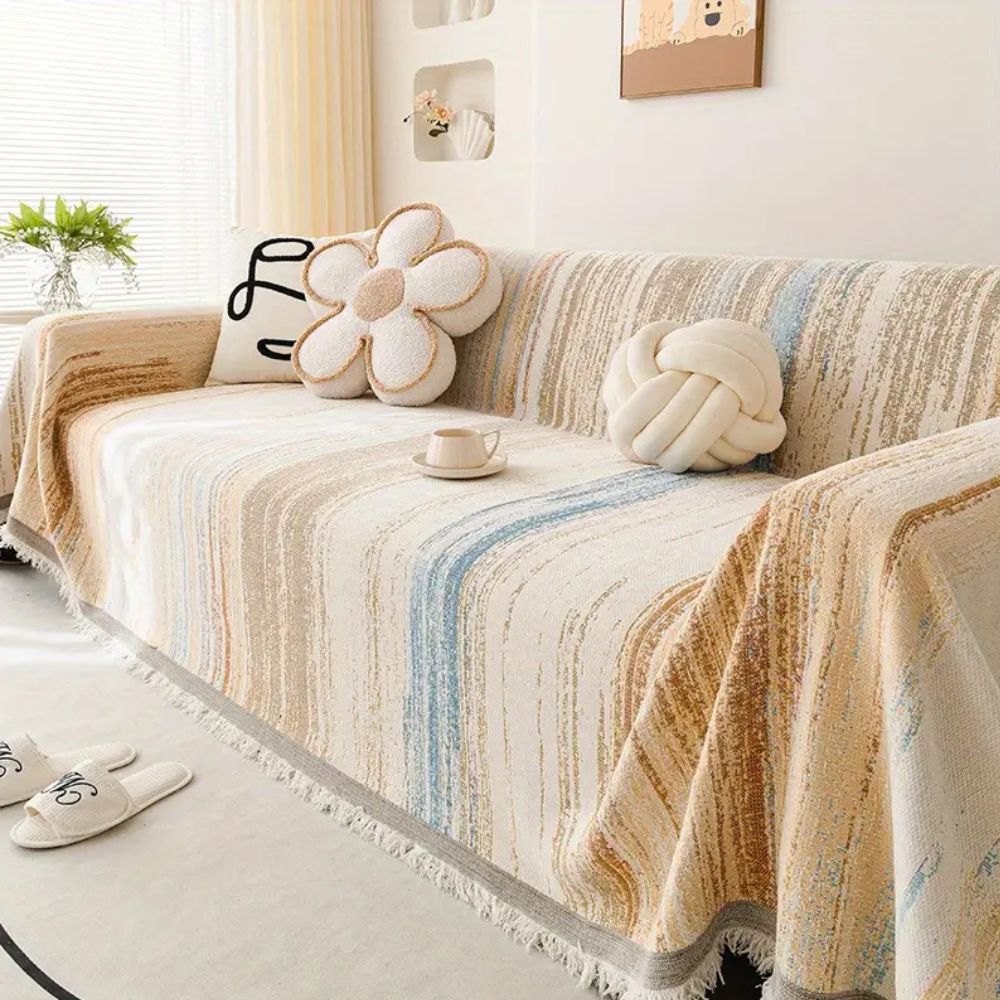 Sierra Sofa Cover - Premium Chenille, Striped Design 4