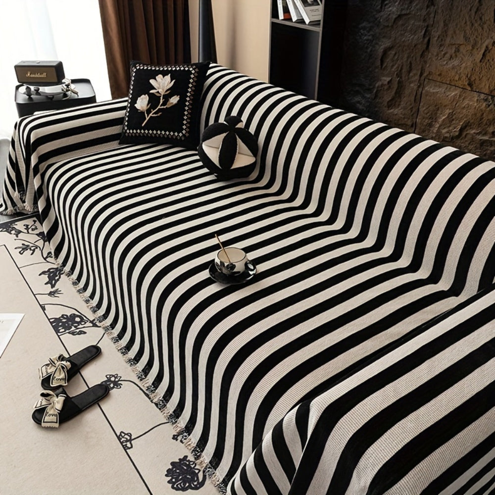 Sierra Sofa Cover - Striped Chenille, Timeless Elegance 0