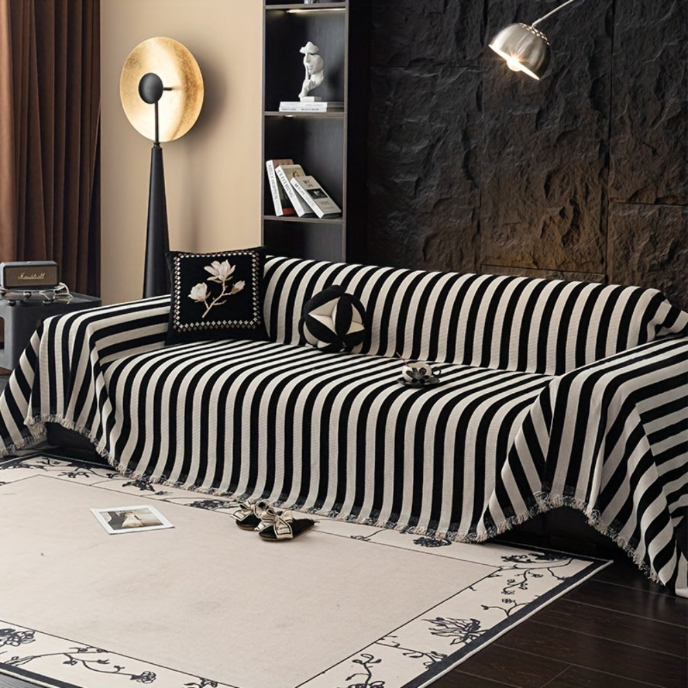 Sierra Sofa Cover - Striped Chenille, Timeless Elegance 3