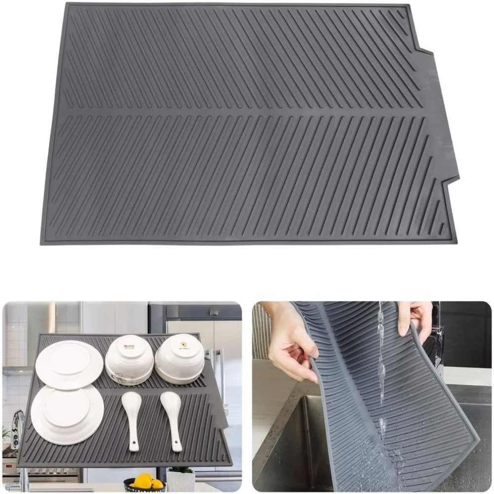 Sileo Silicone Dish Drying Mat - Flexible, Non-Slip Kitchen Essential 1