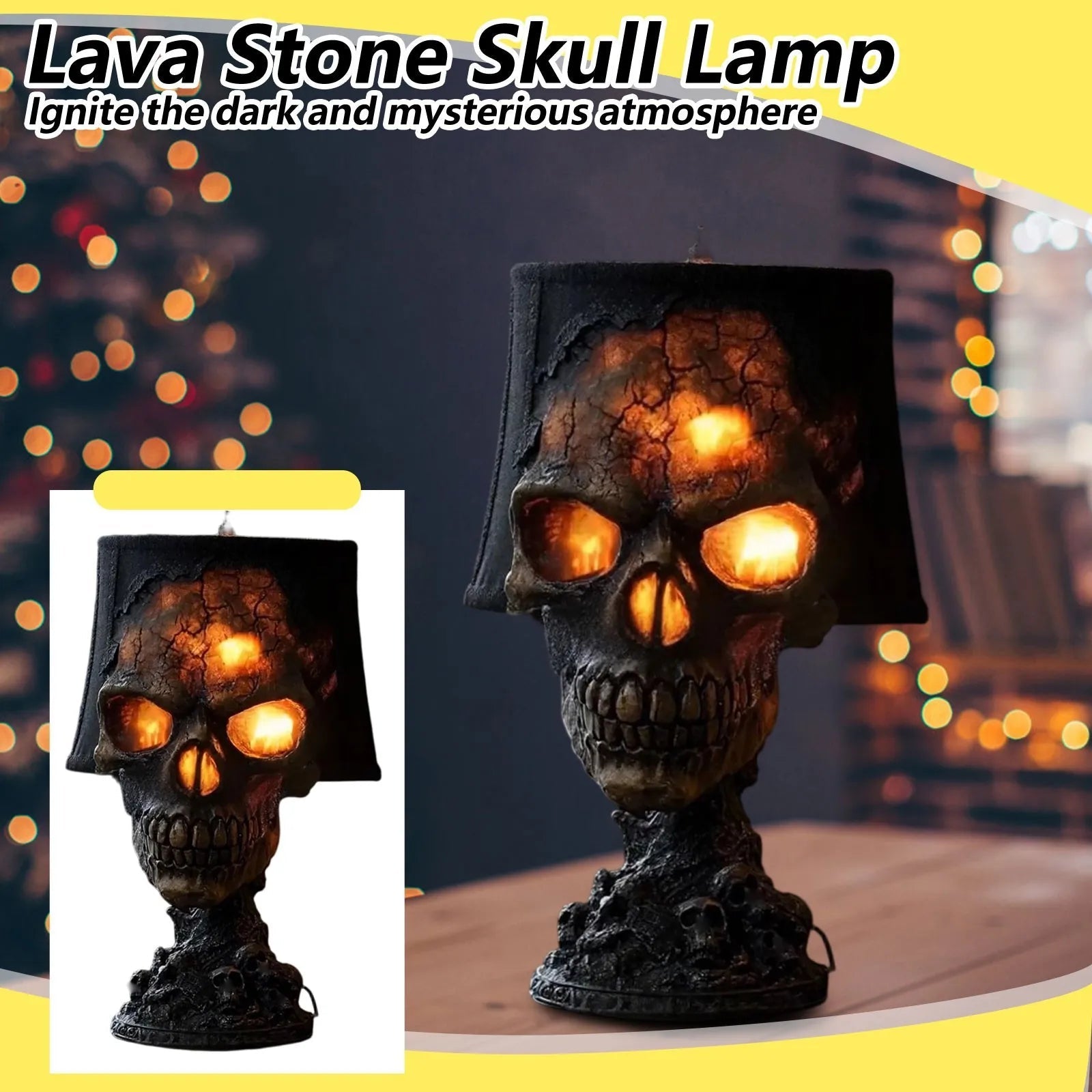 Skylark Gothic Table Lamp - Resin Skull, LED Ambient Light for Living Room 0