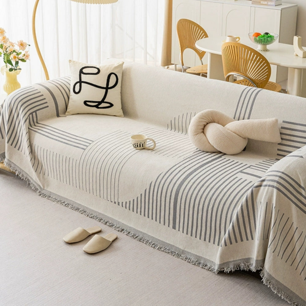 Sleek Sofa Cover - Soft Chenille, Cozy Snowflake Design 1