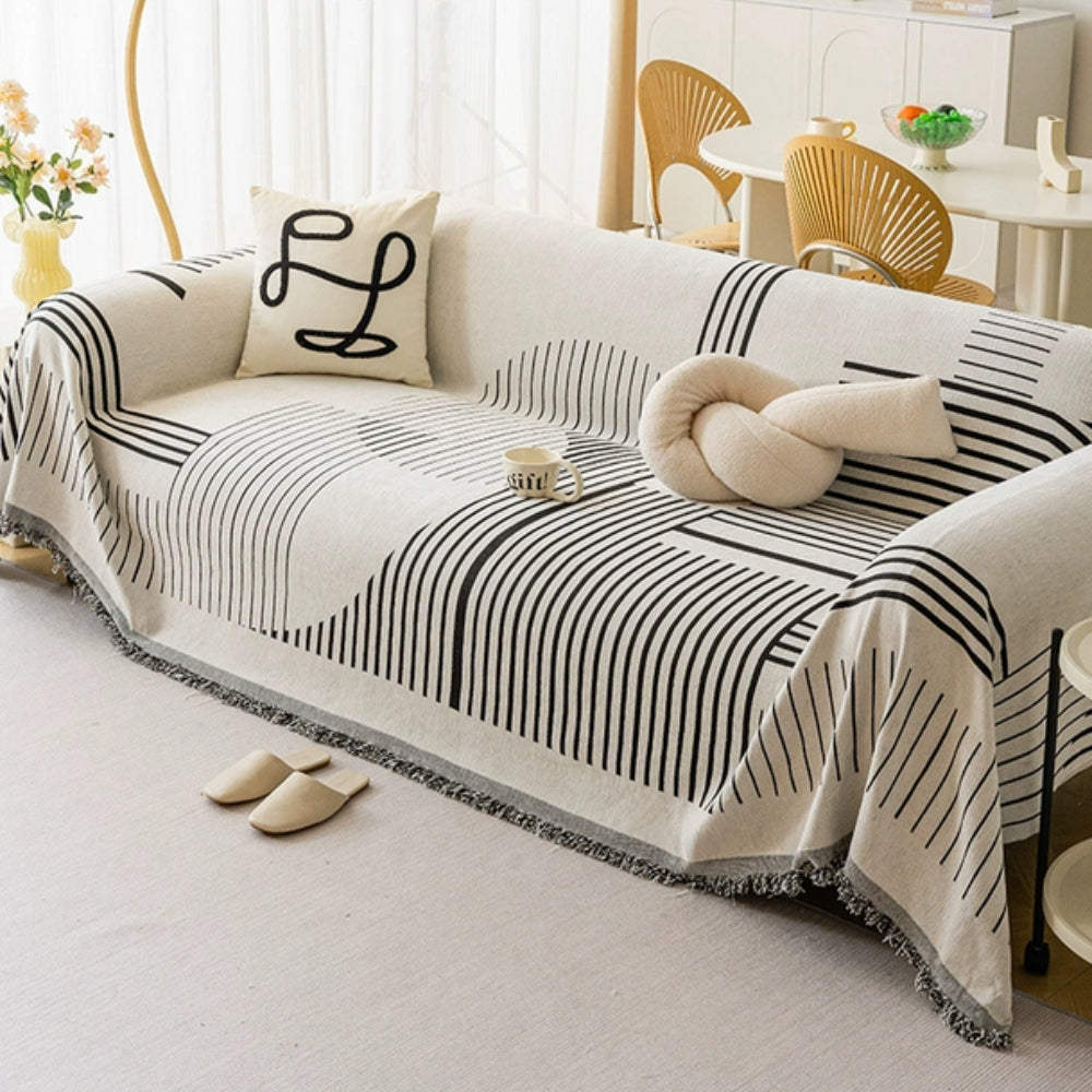 Sleek Sofa Cover - Soft Chenille, Cozy Snowflake Design 2