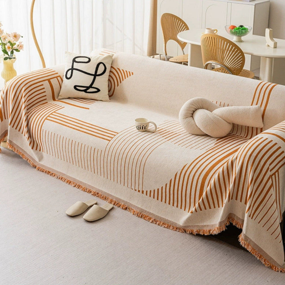 Sleek Sofa Cover - Soft Chenille, Cozy Snowflake Design 3