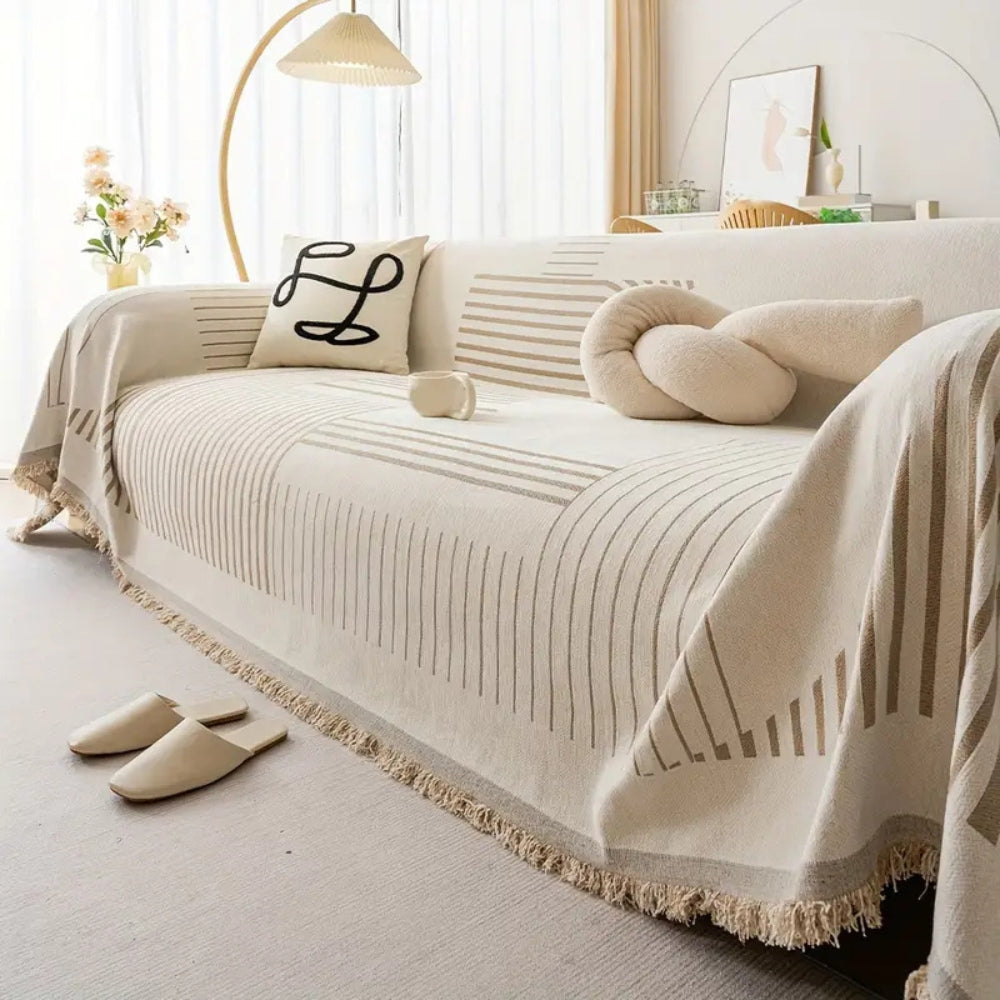 Sleek Sofa Cover - Soft Chenille, Cozy Snowflake Design 5