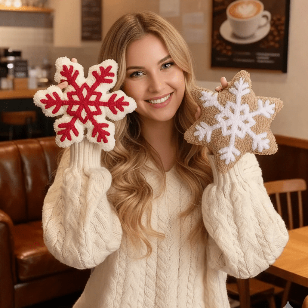 Snowycozy Decorative Throw Pillow - Plush Snowflake Design, Christmas Accent for Couch 2