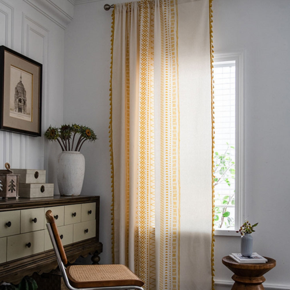 Solara Blackout Curtain - Embroidered Microfiber, Elegant Tassel Design 0