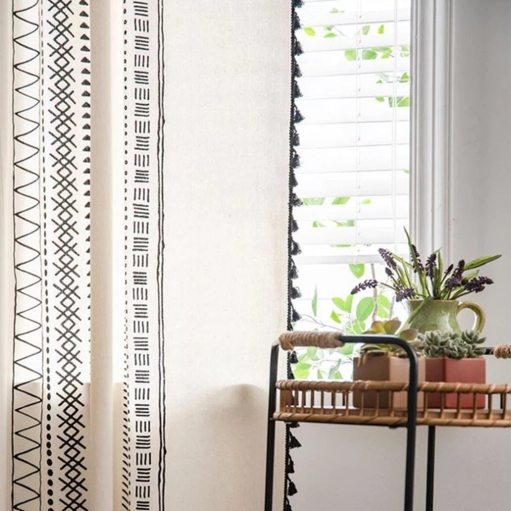 Solara Blackout Curtain - Embroidered Microfiber, Elegant Tassel Design 5