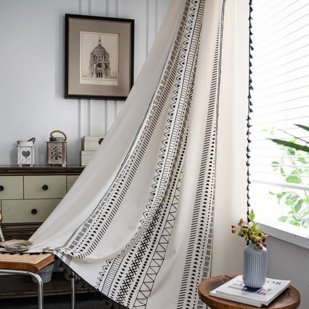 Solara Blackout Curtain - Embroidered Microfiber, Elegant Tassel Design 6