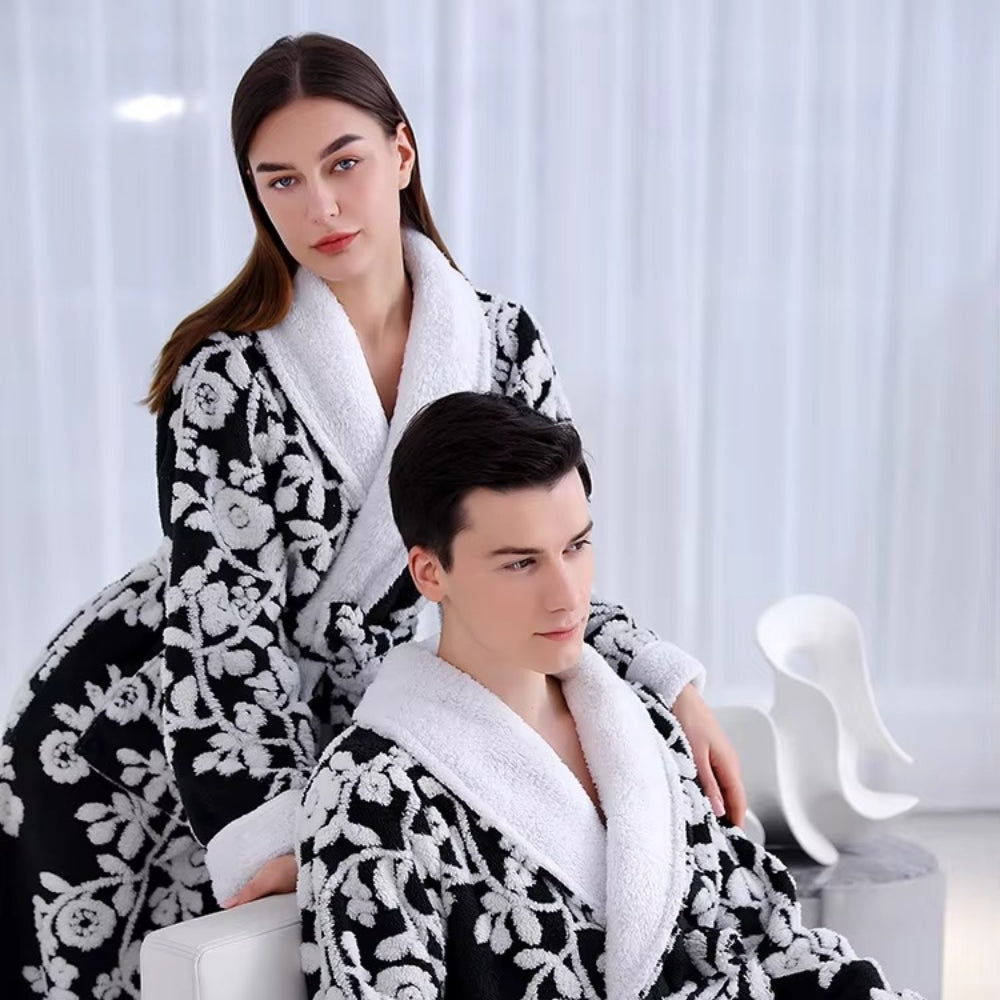 Solara Luxe Bathrobe - Plush Microfiber, Double-Layer Jacquard Design 0
